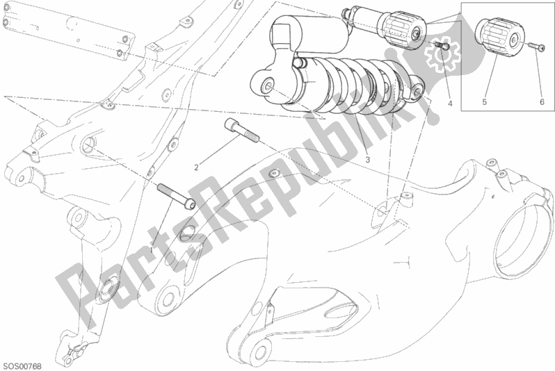 All parts for the Rear Shock Absorber of the Ducati Multistrada 1200 Touring 2015